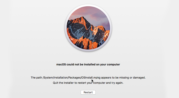 MacOS update could not be installed