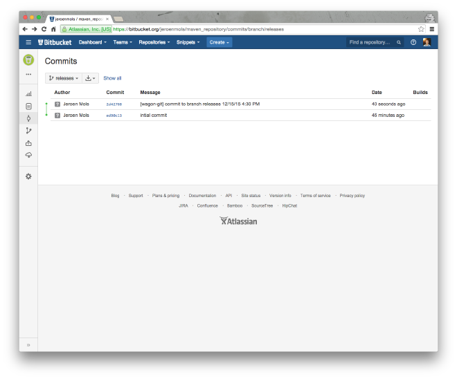 Release commit of a Maven upload to BitBucket.