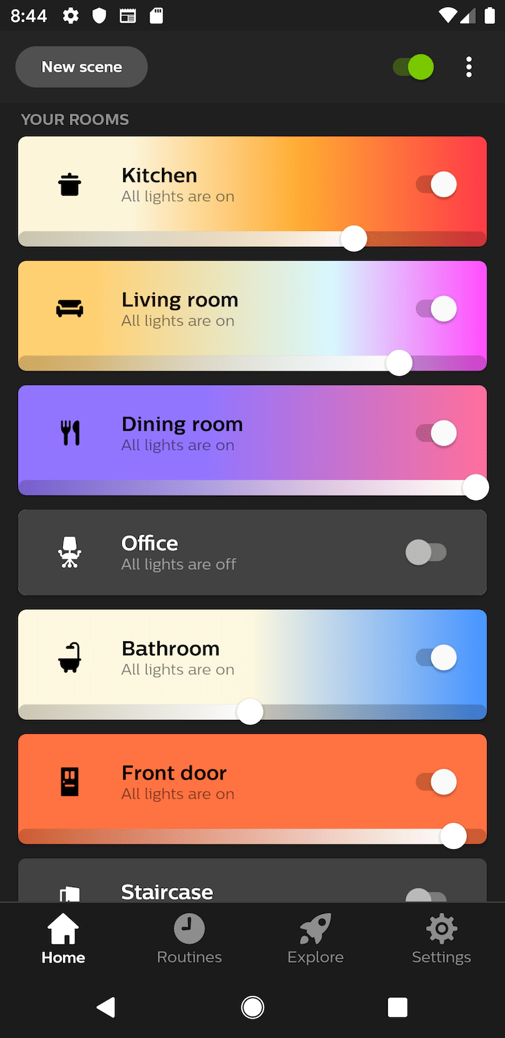 Philips Hue home screen design