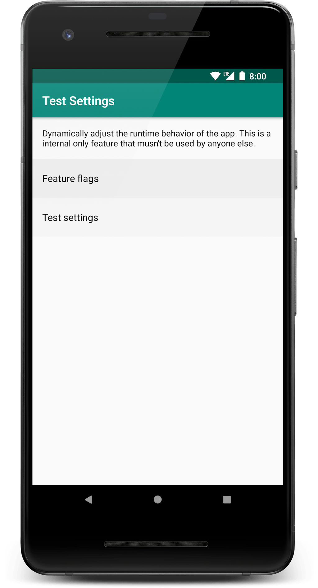 Feature flags allow to toggle features on or off, whereas test stettings allow to dynamically configure the behavior of the app