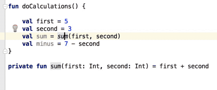 Inline method or variable with ⌥ + ⌘ + N