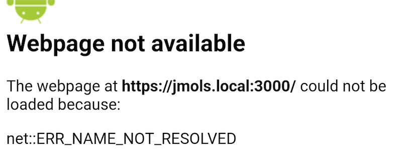 Error trying to connect to the connect to a local network IP/MDNS address