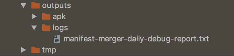 Output logs of the manifest merger are located at build/outputs/logs